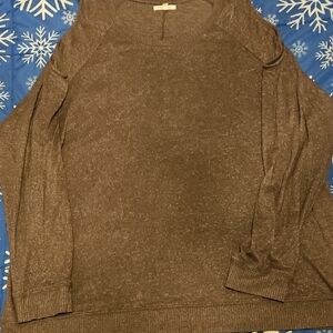 Cozy Soft Purplish Long Sleeve Sweater With Holes In Shoulders